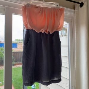 Strapless satin dress